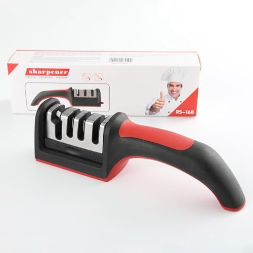 Alternative view of Mutfak Bıçakları için Bıçak Bileyiciler - Paslanmaz Çelik 4'ü 1 Arada Mutfak Bıçağı Bileyici - 4 Aşamalı Bileme Yuvalarına Sahip Ergonomik ve Kullanımı Kolay Bıçak Bileme Kiti