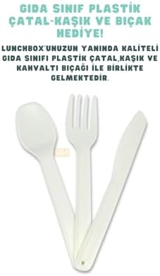 1600ml Lunchbox Sevimli Kedi Desenli Tek Katlı 2 Bölmeli PP Plastik Sefer Tası Yemek Kutusu - Görsel 3