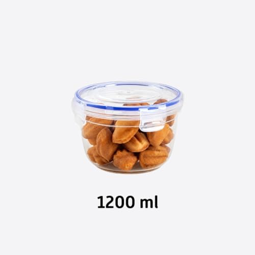 Yuvarlak%100 Sızdırmaz İç İçe Geçebilen Saklama Kabı Seti Contalı Kapak Su ve Hava Sızdırmaz Kapaklı Saklama Takımı Yemek, Çorba, Meyve Kuruyemiş Bakliyat Kapları (3'lü Set (625-1200-2100 ml))