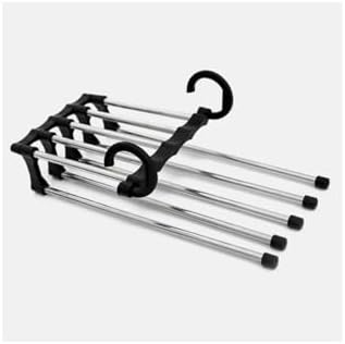 Pantolon Askısı Hareketli Dolap İçi 2 Katlı Katlanabilir 5'li,Pantolon,Kravat,Etek,Şal,Elbise İçin Organizer Askı - Görsel 3