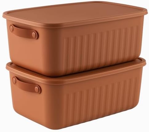 Alternative view of 2'Li Kapaklı Saklama Kutusu Seti 10 Litre– Turuncu-Taşınabilir Kulplu, Dolap İçi Düzenleyici, Çok Amaçlı Organizer Kutu, Oyuncak & Kıyafet Kutusu