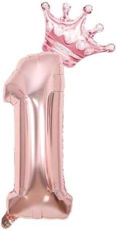 Alternative view of Rose Gold 1 Rakam Folyo Ve Kral Tacı Folyo Balon