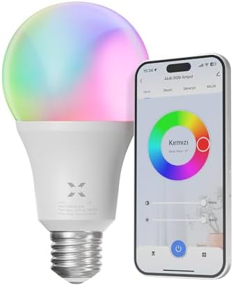 Xenon Smart Akıllı Wi-Fi Led Akıllı RGB Ampul Mobil Uygulama Denetimli Google Home ve Alexa Uyumlu Çok Renkli Lamba (1 Adet) X7021