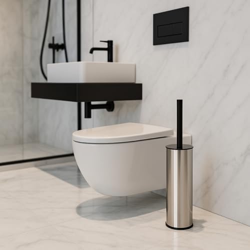 Paslanmaz Çelik Tuvalet Fırçası – Kapaklı, Hijyenik ve Dayanıklı Metal WC Fırçası Seti, Şık Banyo Aksesuarı - Görsel 3
