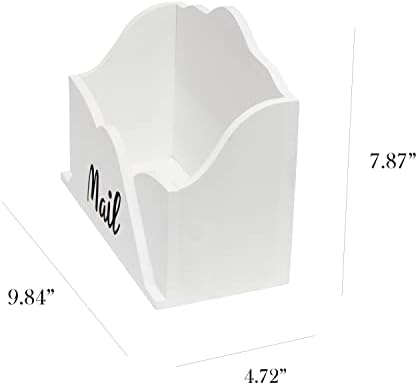 Elegant Designs HG2020-WHT Ev Odunu Çiftlik Evi Ahşap Dekoratif Zarf Şekilli Masaüstü Mektup Tutucu, Fatura Düzenleyici, Saklama Kutusu, Dekoratif, Tezgah, Ofis için Posta Siyah Yazı