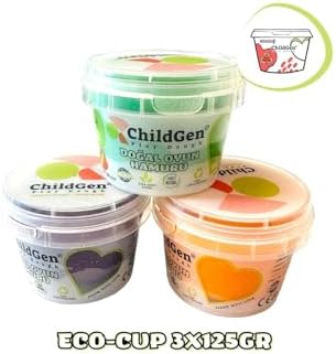 Doğal Oyun Hamuru - Eco Cup- 3'lü Ara Renkler (mor - Yeşil - Turuncu) 3x125gr