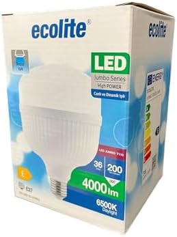 Alternative view of Jumbo LED Ampul 36W (200W Eşdeğer) - E27 Duy, 6500K Beyaz Işık, 4000 Lümen, Enerji Tasarruflu LED Lamba, 166x115mm, AC 220V