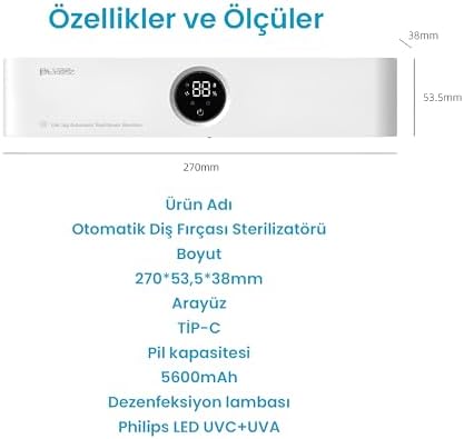 Alternative view of Pluzz Şarj Edilebilir Diş Fırçası Tutacağı Tam Otomatik Sensörlü Uv Sterilizatör (Led Teknolojisi) MAVİ