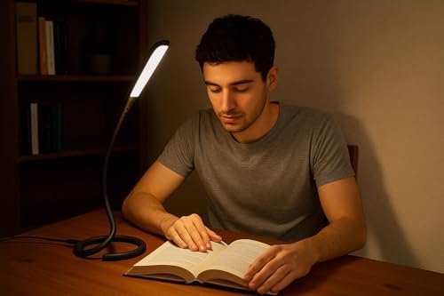 USB LED Masa Lambası – 14 Ledli, 3 Kademeli Dokunmatik Işık, Esnek Boyunlu Kitap Okuma & Çalışma Lambası