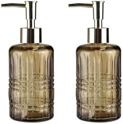 Alternative view of BANYO SETİ CAM SIVI SABUNLUK 2 ADET,KRİSTAL DESENLİ KAHVERENGİ 300ML 6,8X17,6CM
