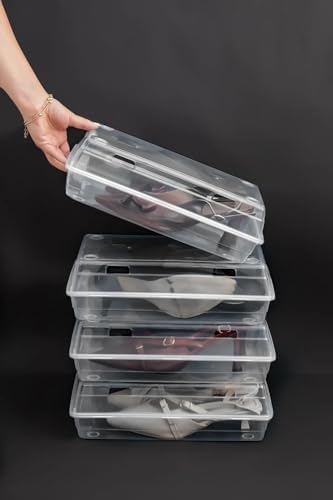 10 Adet Şeffaf Ayakkabı Kutusu – İstiflenebilir Ayakkabı Düzenleyici Organizer, Kapaklı Plastik Ayakkabı Saklama Kutusu, Hava Kanallı (41 Numaraya Kadar)