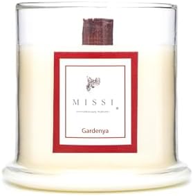 Üfleme Cam Ahşap Fitilli Gardenya Kokulu Vegan Mum (140 gr) - Görsel 2