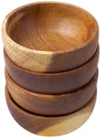 4'lü Yuvarlak Akasya Çerezlik, Sunum Kasesi, Zeytinlik, Kahvaltı Sunumluk 8 cm - 4 cm - Görsel 2