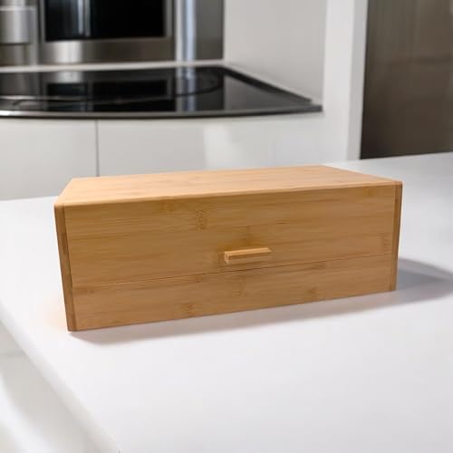 Bambu Ekmek Kutusu Ekmek Dolabı, Ekmek Sepeti Sandığı, Ekmeklik, Çok Amaçlı Bambu Kutu (34cm 19.5cm 14cm) - Görsel 3