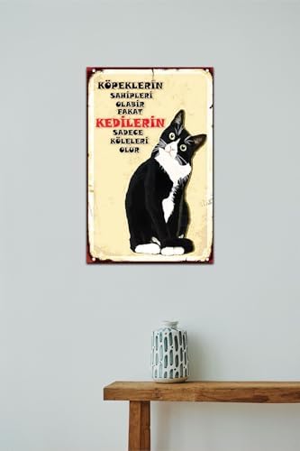 Kuşe Kağıt Duvar Posteri Kedilerin Sadece Köleleri Olur Retro Vintage Drtr0033
