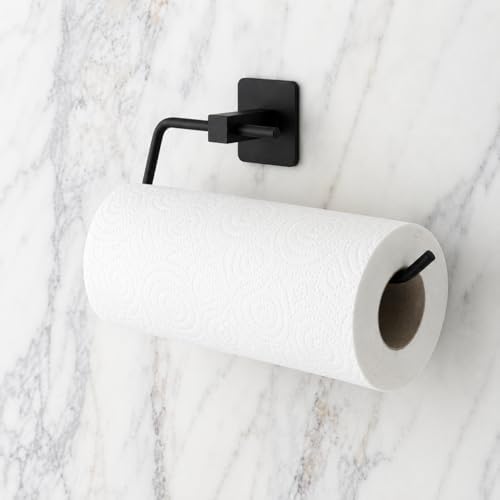 Alternative view of Kendinden Yapışkanlı Kağıt Havluluk ve Rulo Havlu Askısı - Deliksiz Montaj, Paslanmaz Metal, Mat Siyah - Mutfak ve Banyo İçin Duvara Monte Havluluk Aparatı
