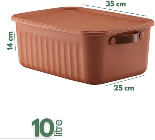 2'Li Kapaklı Saklama Kutusu Seti 10 Litre– Turuncu-Taşınabilir Kulplu, Dolap İçi Düzenleyici, Çok Amaçlı Organizer Kutu, Oyuncak & Kıyafet Kutusu