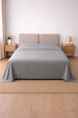 Cottonest%100 Pamuk Düz Çarşaf 240x260 cm Çift Kişilik Büyük Boy Çarşaf – Yumuşak, Nefes Alabilen, Dayanıklı Tek Parça Üst Çarşaf (GRİ) - Görsel 3