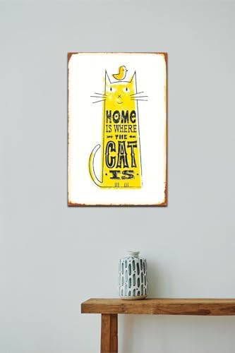 Kuşe Kağıt Duvar Posteri Cat Is Retro Vintage Drtr0040
