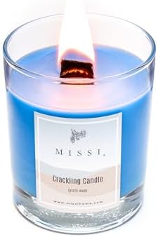 Ahşap Fitilli Sandal Wood Kokulu Mavi Cracklıng Vegan Mum (Çıtırtılı) - Görsel 2