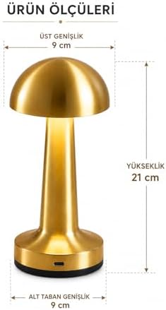 Alternative view of Modern Kablosuz Şarjlı Masa Lambası Mien Dokunmatik Masa Lambası USB Şarjlı Dekoratif Taşınabilir Ortam Aydınlatma Mantar Masa Lambası Gold Altın Masa Lambası Masa Lambası Kamp Piknik Lambası
