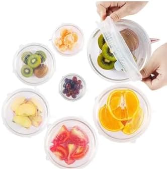 Silikon Streç Kapak Seti, Gıda Saklama Kabı Kapağı, Plastik, Çok Renkli, 6'lı Set, Elde Yıkanabilir - Görsel 3