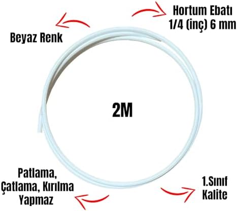 Su Arıtma Cihazı Hortumu 6 Mm (1/4" İNÇ) 2 Metre (Tüm Markalara Uyumludur)