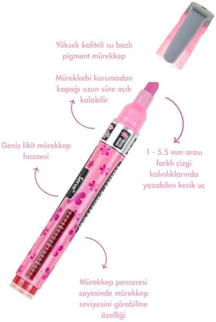 LIKIT KALEM DESENLİ PASTEL PEMBE - Görsel 2