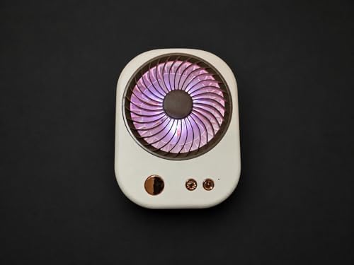 Mini Şarjlı Masaüstü Fan – RGB Işıklı ve Ayaklı Tasarım Çantada Taşımaya Uygun (KARMA RENK)