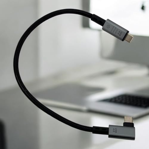 Alternative view of 40Gbps 240W 4.0 Thunderbolt L Shape Type-C to Type-C Şarj, Data ve 8K 60Hz Data Transfer Kablosu Tip C 30 cm - PD240W