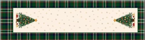 Yılbaşı Temalı Dijital Baskılı Runner Örtüsü Christmas Yeşil 40x140 cm