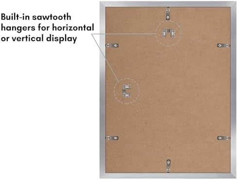 12x16 Resim Çerçevesi 2 inç Gümüş Seti - Mat ile 9x12 Resim Çerçevesi veya 12x16 Matsız Çerçeve olarak kullanın - Yatay veya Dikey Ekran için Pleksiglas Kapaklı Kolaj Resim Çerçeveleri - Görsel 3