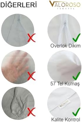 Alternative view of Pamuklu Overlok Dikim 50x70 Beyaz Iç Astar, Fermuarlı Yastık Kılıfı, 6'lı Yastık Şiltesi