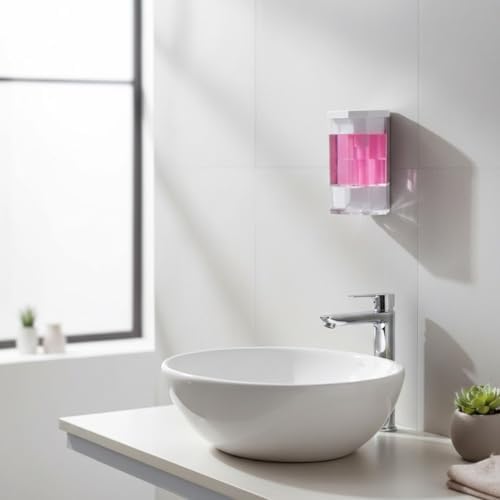Duvara Monte Sıvı Sabunluk – Şeffaf Hazneli Beyaz Sabun ve Deterjan Dispenseri – Mutfak ve Banyo Kullanımı