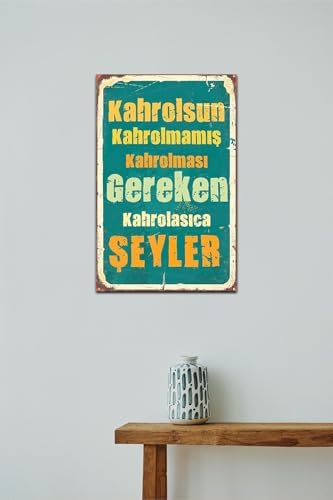 Alternative view of Kahrolsun Kahrolmamış Kahrolması Gereken Retro Vintage Ahşap Mdf Tablo Drtr003