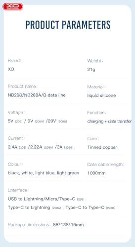 Alternative view of XO 60W Hızlı Şarj Kablosu Type-C | NB-Q208B | Yumuşak Slikon Tasarım | Hızlı Veri Aktarımı | 1 Metre | Siyah