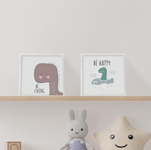 Bebek Odasına Özel Minimal Dinozor Tasarımlı Çerçeve 20 x 20 cm