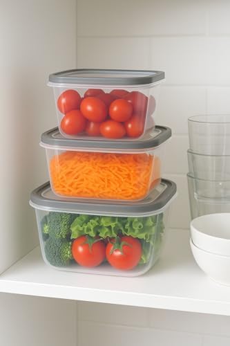 3’lü Sızdırmaz Saklama Kabı Seti | 1600ml + 2800ml + 4600ml | Şeffaf Plastik Yemek Kabı | Gıda Saklama & Mutfak Organizer Kutusu | Mikrodalga ve Buzdolabı Uyumlu - Görsel 3