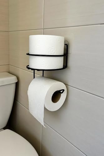 Alternative view of Yapışkanlı Tuvalet Kağıtlığı – Mat Siyah Metal Tuvalet Kağıt Tutacağı ve Yedek Standı, Delmeden Montaj, Suya Dayanıklı Banyo Organizeri (Yuvarlak)