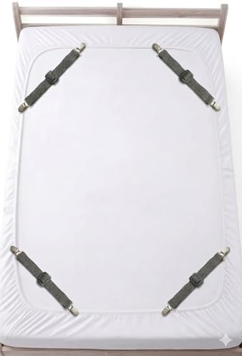 4 Adet Çarşaf Tutucu Lastik. Boy Ayar Tokası, Tutucu Klipsler, Silikon Kaymaz Kıskaçlar, Elastik Dokuma Bant, Yatak, Koltuk, Kanepe, Halı örtüsü, Ütü masası, Yemek Masası, Otel, Restorant - Görsel 3