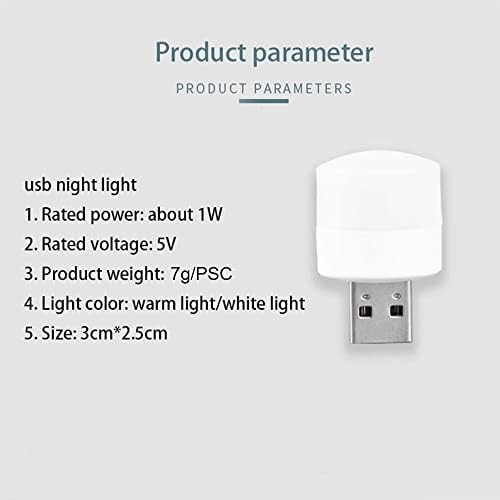 Linwnil Gece USB Işıkları, Mini LED Ampul, Takılabilir, Sıcak Beyaz, Kompakt, Yatak Odası, Banyo, Çocuk Odası, Koridor, Mutfak Araba için USB Atmosfer Işığı (4 Beyaz Işık)