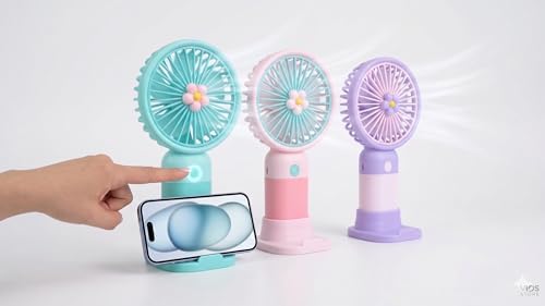 Alternative view of Şarjlı El Fanı Taşınabilir Mini Vantilatör Masaüstü Sessiz Fan ve Telefon Tutucu Standlı 3 Kademeli Soğutucu Mini Vantilatör Karışık Renk