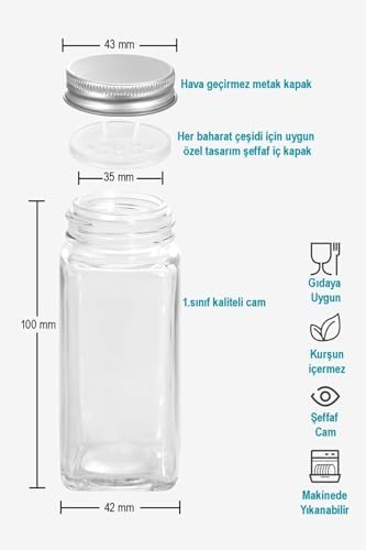 Alternative view of 2'li Cam Baharatlık Seti Kapaklı Etiketli Baharatlık Takımı