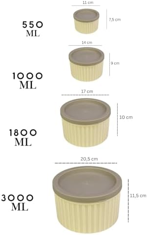 Alternative view of 4 Lü Yuvarlak Saklama Kabı Seti Çizgili Desenli BPA İçermez 3 LT 1.8 LT 1 LT 0,55 LT Buzdolabı Düzenleyici Mikrodalga ve Derin Dondurucu Uyumlu BPA İçermez Sağlıklı Erzak Kabı (KREM YUVARLAK 4 LÜ SET)