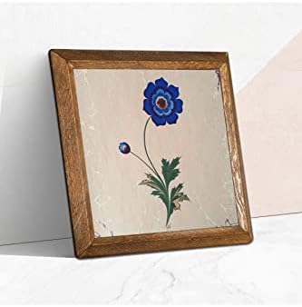 Ebru Sanatı Taş Duvar Tablosu - Ahşap Çerçeveli Taş Tablo - 25x25 cm - Dekoratif Duvar Sanatı - Modern Ev ve Ofis Duvar Dekoru W1-136 - Görsel 2