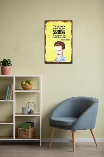 Alternative view of Kuşe Kağıt Duvar Posteri Yaşamak Ümitli Bir Iştir Nazım Hikmet Retro Vintage Drtr0019