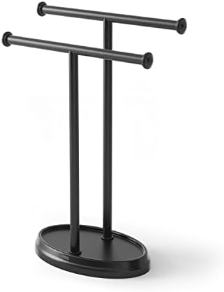 Alternative view of Umbra Palm lavabo için havlu askısı, serbest duran havlu askısı, iki kollu metal takı koyma yeri ile, siyah, standart boyut