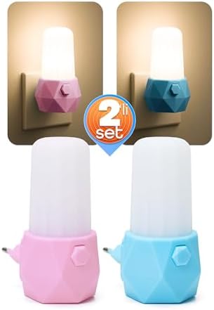 Alternative view of 2li Gece Lambası Prizma Tip 2 MOD Sarı-Beyaz Işık Koridor Hol Işığı Uyuma Işığı Pembe + Turkuaz GC07