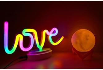Alternative view of Işık kasabası(104) LOVE Neon ve Küre Gece Lambası, 3D,yazılı konsept Renkli
