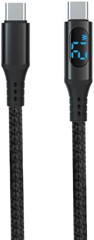 PD60W Hızlı Şarj Kablosu, Led Ekranlı, 480Mbps Type-C to Type-C Kablo, USB C - USB C Erkek - Erkek Kablo Tip C to Tip C 1 Metre U05CC3 - Görsel 2